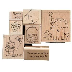 Stampin Up Happy Heart Day Rubber Stamp Set Love Valentine Animal Designs